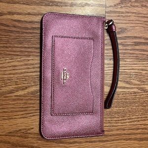 Authentic Metallic pink Coach wristlet